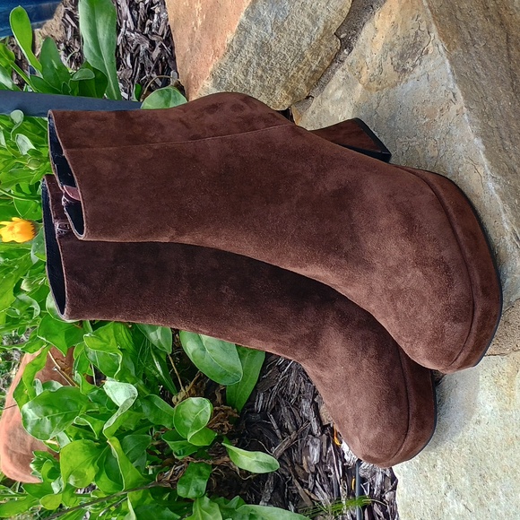 Jeffrey Campbell Humanity Zip Platform Brown Suede Boots Women's Size 8.5 - Picture 3 of 7